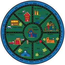 Bilingual Town Rug - Round - 6' - CFK1806 - Carpets for Kids