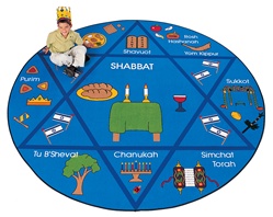 Jewish Celebrations Rug Factory Second - Round - 9' - CFKFS2909 - Carpets for Kids
