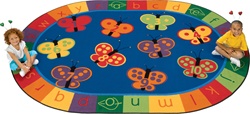 123 ABC Butterfly Fun Rug - Oval - 5'5" x 7'8" - CFK3505 - Carpets for Kids