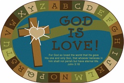 God is Love Learning Rug - Nature - Oval - 6' x 9' - CFK83706 - Carpets for Kids