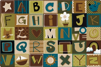 Toddler Alphabet Blocks Rug Factory Second - Nature - Rectangle - 4' x 6' - CFKFS11724 - Carpets for Kids