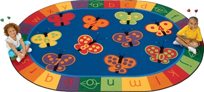 123 ABC Butterfly Fun Rug Factory Second - Oval - 8' x 12' - CFKFS3507 - Carpets for Kids