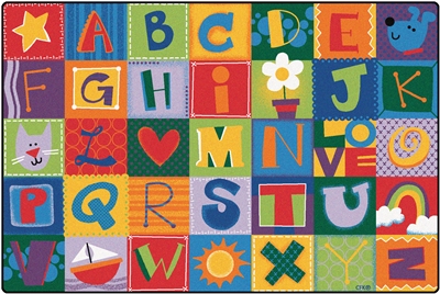 Toddler Alphabet Blocks Rug Factory Second - Rectangle - 8' x 12' - CFKFS3802 - Carpets for Kids