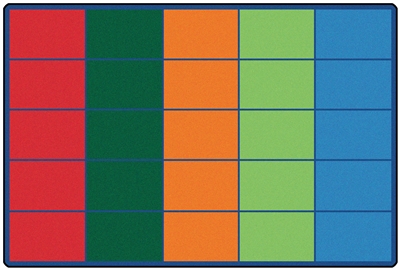 Colorful Rows Seating Rug Factory Second - Rectangle - 6' x 9' - CFKFS4025 - Carpets for Kids