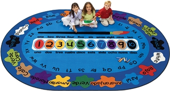 Bilingual Paint by Numero Rug Factory Second - Oval - 5'5" x 7'8" - CFKFS5305 - Carpets for Kids
