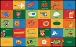Bilingual Alphabet Blocks Rug Factory Second - Rectangle - 8'4" x 13'4" - CFKFS8034 - Carpets for Kids
