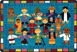 Welcome in Many Languages Rug - Rectangle - 32" x 46" - JC1517AVIP - Joy Carpets