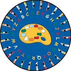 ABC Paintbrush Rug - Round - 9' - LCCPR413 - Learning Carpets