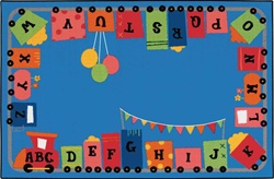 Alphabet Fun Train Rug - Rectangle - 4' x 6' - CFK4880 - Carpets for Kids