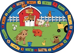 Alphabet Farm Rug - Oval - 5'5" x 7'8" - CFK5205 - Carpets for Kids