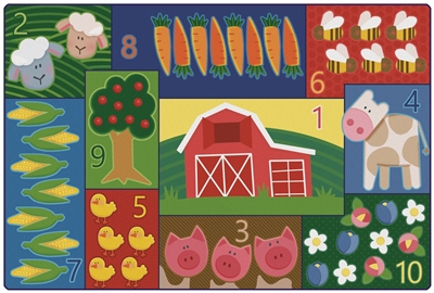 Toddler Farm Counting Value Plus Rug - Rectangle - 6' x 9' - CFK7255 - RTR Kids Rugs