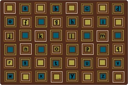 Literacy Squares Rug Factory Second - Rectangle - 4' x 6' - CFKFS14724 - Carpets for Kids