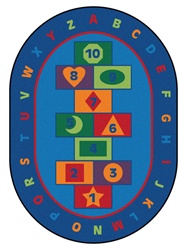 Hopscotch Learning Rug Factory Second - Oval - 6'9" x 9'5" - CFKFS3695 - Carpets for Kids
