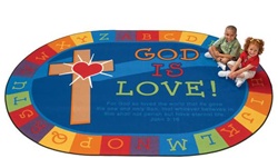 God is Love Learning Rug Factory Second - Oval - 6' x 9' - CFKFS83006 - Carpets for Kids