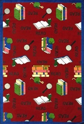 Bookworm Rug - Red - Rectangle - 5'4" x 7'8" - JC1419C03 - Joy Carpets
