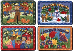 Welcome Friends Rug Seasonal 4-Mat Set - Rectangle - 23" x 33" - JC1600VIP - Joy Carpets