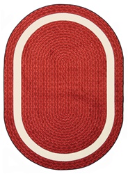 Sharing Circle Faux Braided Rug - Red - Oval - 3'10" x 5'4" - JC1632BB02 - Joy Carpets