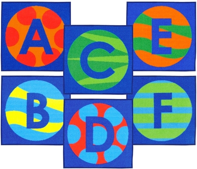 Alphabet Patterns 26 Sitting Squares - JCX835 - RTR Kids Rugs