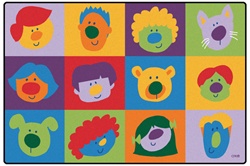 Friendly Faces Toddler Rug Factory Second - Rectangle - 6' x 9' - CFK2700 - Carpets for Kids