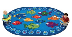 Fishing for Literacy Rug Factory Second - Oval - 6'9" x 9'5" - CFKFS6806 - Carpets for Kids