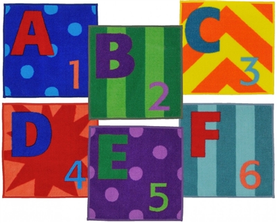 Letters & Numbers 26 Sitting Squares - JCX834 - RTR Kids Rugs