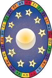 Moon & Stars Rug - Round - 9' - LCCPR505 - Learning Carpets
