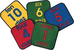 Bilingual Number Squares - Square - Set of 10 - CFK1620 - Carpets for Kids