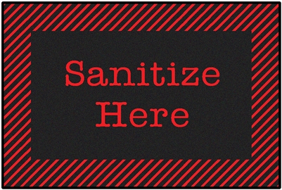 Red & Black Sanitize Here Value Mat - Rectangle - 3' x 4'6"