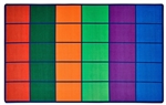 Colorful Rows Classroom Seating Rug (Seats 30) - Rectangle - 7'6" x 12'