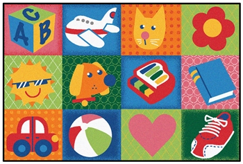 Toddler Fun Squares Value Rug - Rectangle - 4' x 6' - CFK4825 - Carpets for Kids