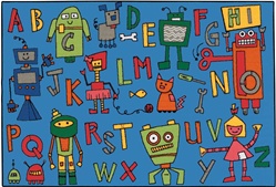 Reading Robots Rug - Rectangle - 4' x 6' - CFK4879 - Carpets for Kids