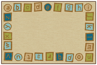 Alphabet Blocks Border Value Rug - Tan - Rectangle - 4' x 6'