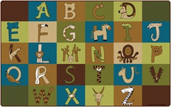 A to Z Animals Rug - Nature - Rectangle - 7'6" x 12' - CFK55762 - Carpets for Kids