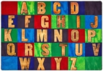 Rustic Wood Literacy Pixel Perfect Seating Rug - Primary - Rectangle - 8' x 12'