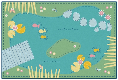 Tranquil Pond Value PLUS Rug - Green - Rectangle - 6' x 9'