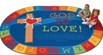 God is Love Learning Rug - Oval - 6' x 9' - CFK83006 - Carpets for Kids