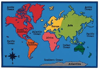 World Map Value Rug - Rectangle - 7'6" x 12' - CFK9086 - Carpets for Kids