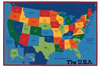 USA Map Value Rug - Rectangle - 7'6" x 12' - CFK9095 - Carpets for Kids