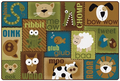Animal Sounds Toddler Rug Factory Second - Nature - Rectangle - 6' x 9' - CFKFS18726 - Carpets for Kids