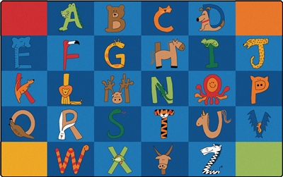 A to Z Animals Rug Factory Second - Rectangle - 8'4" x 13'4" - CFKFS5534 - Carpets for Kids