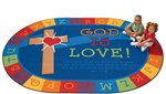 God is Love Learning Rug Factory Second - Oval - 6' x 9' - CFKFS83006 - Carpets for Kids