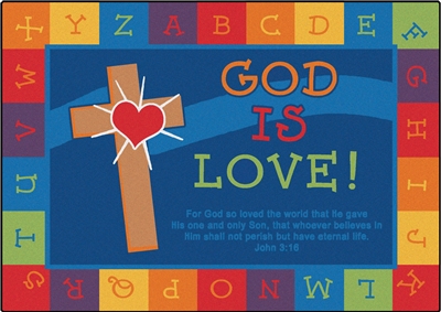 God is Love Learning Rug Factory Second - Rectangle - 6' x 9' - CFKFS83015 - Carpets for Kids