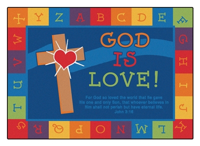 God is Love Learning Rug Factory Second - Rectangle - 8' x 12' - CFKFS83017 - Carpets for Kids