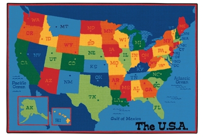 USA Map Value Rug Factory Second - Rectangle - 8' x 12' - CFKFS9695 - Carpets for Kids