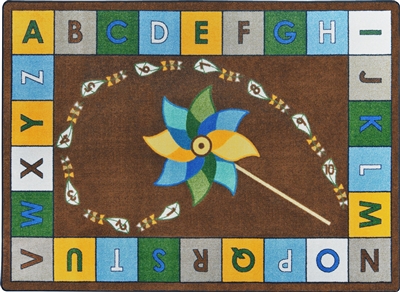 Alphabet Pinwheel Rug Earthtone - JC1625ETXX - Joy Carpets