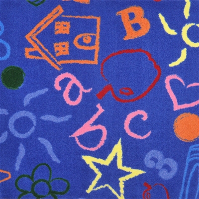 Kid's Art Wall-to-Wall Carpet - Blue - 13'6" - JCX1736W04 - Joy Carpets
