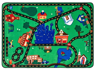 Cruisin Around the Town Rug Factory Second - Rectangle - 8' x 12' - CFKFS1017 - Carpets for Kids