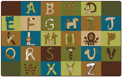 A to Z Animals Rug Factory Second - Nature - Rectangle - 7'6" x 12' - CFKFS55762 - Carpets for Kids
